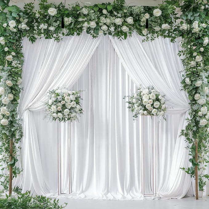 White Backdrop Curtains 6 Panels, 10 Feet Wrinkle-Free Polyester Photography Backdrop Drapes for Wedding Baby Shower Party Background Backdrop Stand- 24 X10FT (White) - Image 5