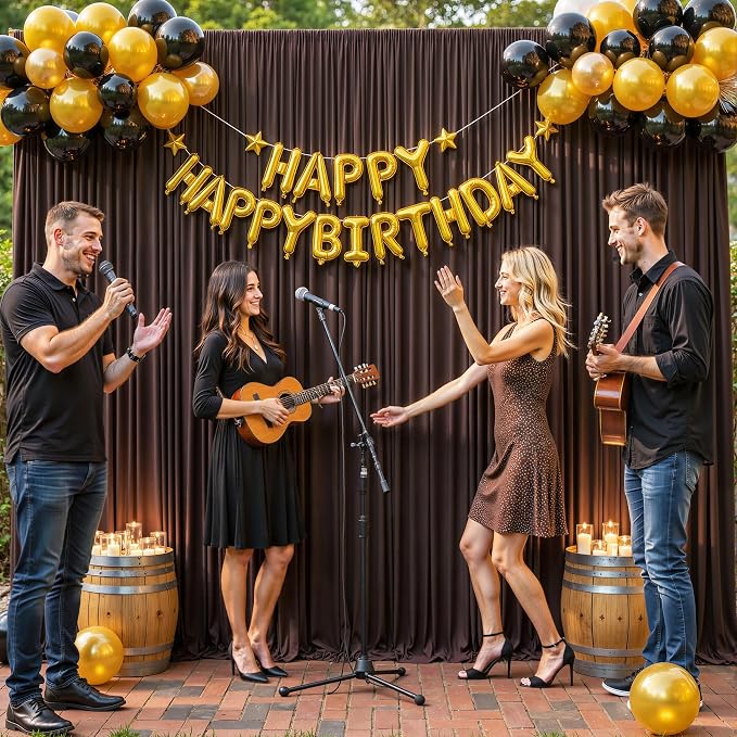 6 Panels Brown Backdrop Curtain for Parties Wedding Wrinkle Free Brown Photo Curtains Backdrop Drapes Fabric Decoration for Birthday Party Baby Shower 30ft(W) x 10ft(H) - Image 4