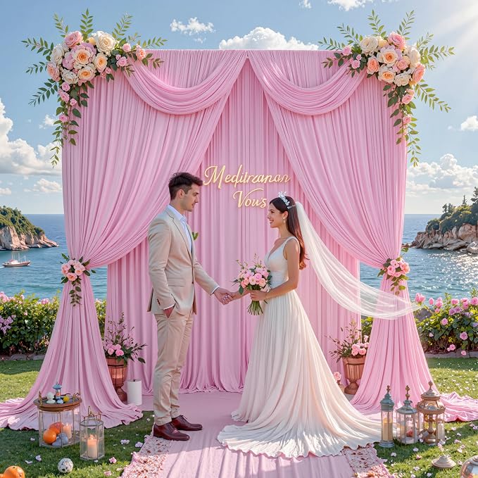 30 ft x 10 ft Wrinkle Free Baby Pink Backdrop Curtain for Parties, 6 Panels 5ftx10ft Thick Polyester Photo Backdrop Drapes for Baby Shower Birthday Party Photography Wedding Backdrop Stand - Image 6
