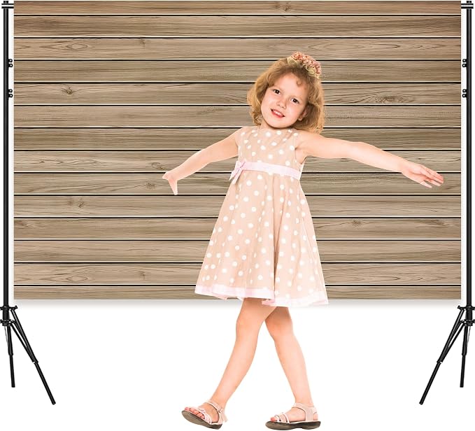7 X 5 Ft Wood Backdrop Rustic Wooden Wall Photo Background | Brown Vintage Polyester Fabric Photo Background for Holiday Party Wedding Graduation Home Decoration Photo Booth Prop Banner - Image 3