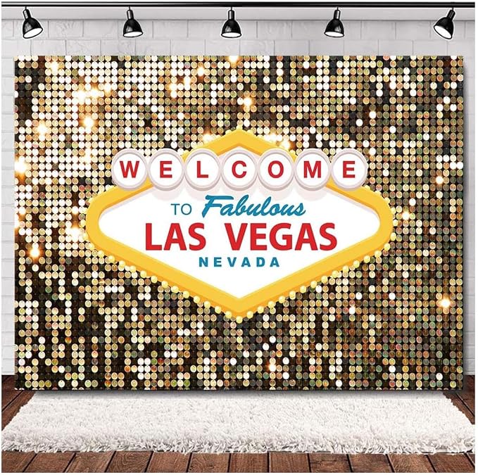 8x6ft Welcome to Las Vegas Backdrop for Photography Casino Night Poker Themed Birthday Party Photo Background Gold Luxury Prom Costume Dress-up Photoshoot Banner - Image 2