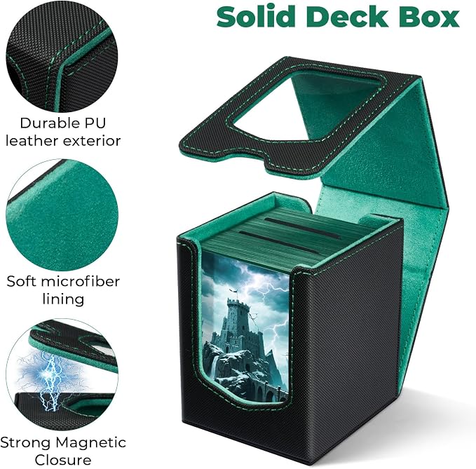 Fabmaker Deck Box Compatible with MTG Commander,Comman-der Deck Box Storage | Trading Card Storage Box with Comman-der, Fits 100 Double-Sleeved Cards, Card Box Compatible with Magic the Gathering, Blue - Image 4