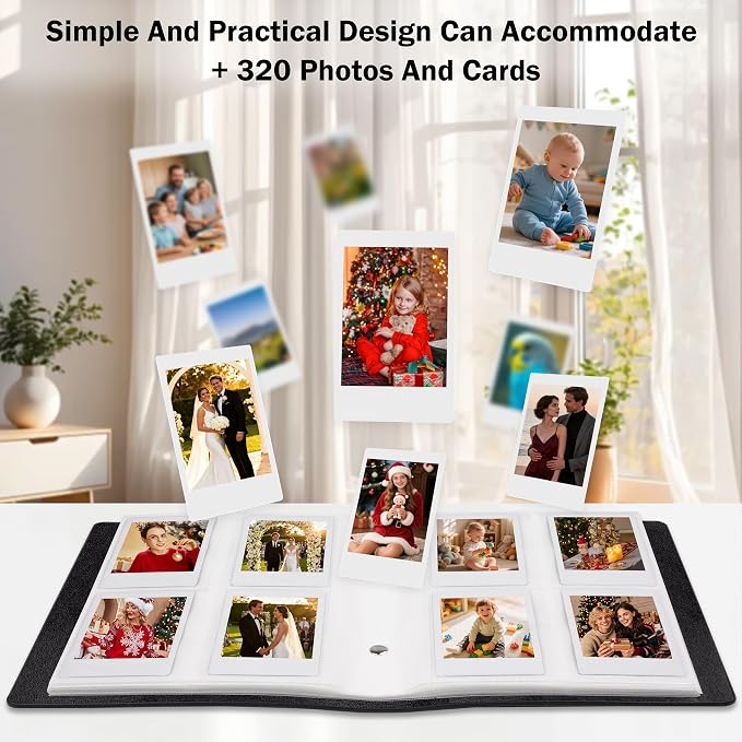 320 Pockets 2x3 Inch Photo Album for Polaroid & Instax Mini Pictures, Black | PU Leather Cover, Gift Box Packaging, Acid-Free Pages, With Snap Closure, Securely Hold all Your Precious Instant Snapshots - Image 2