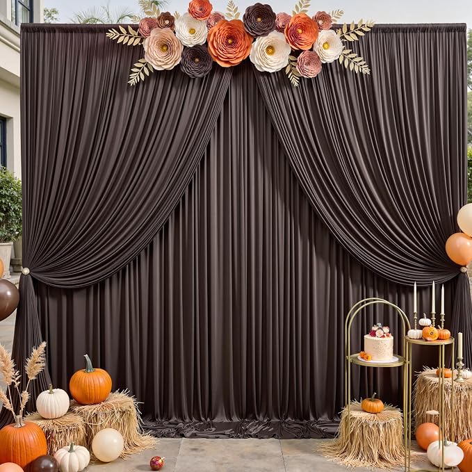 50x12 ft Brown Backdrop Curtains for Weddings, Birthdays and Photos - Image 8