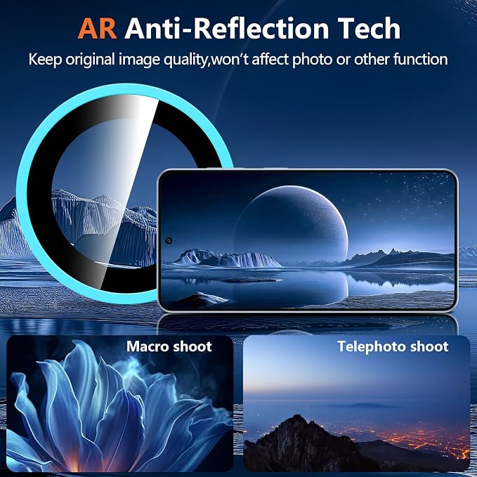 for Samsung Galaxy S26 Plus Camera Lens Protector, Individual Metal Ring Tempered Glass Lens Cover, [Strong Adsorption] Scratch Resistant Ultra-Thin HD Clear Lens Cover, 1 Set-Blue Shine - Image 5