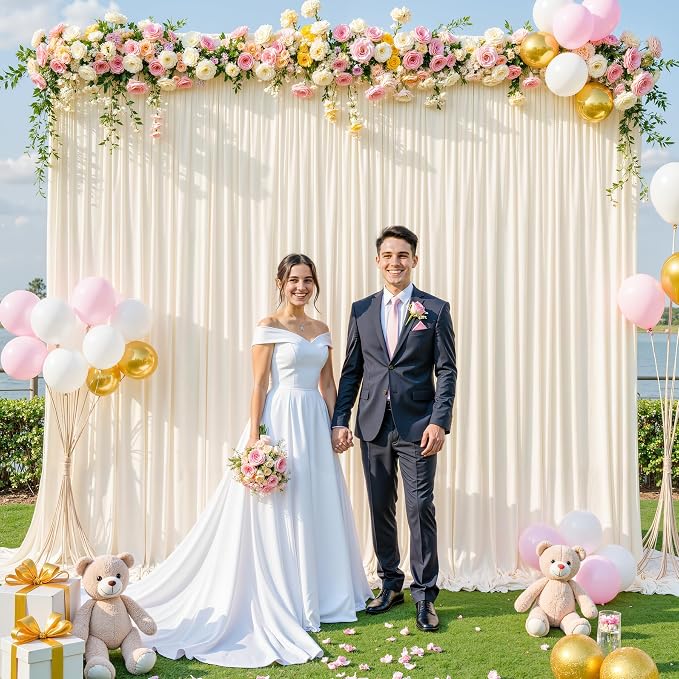 4 Panels Champagne Backdrop Curtain for Parties Wedding Baby Shower Wrinkle Free Photo Curtains Backdrop Drapes Fabric Decoration for Bridal Shower 20ft(W) x 10ft(H) - Image 8