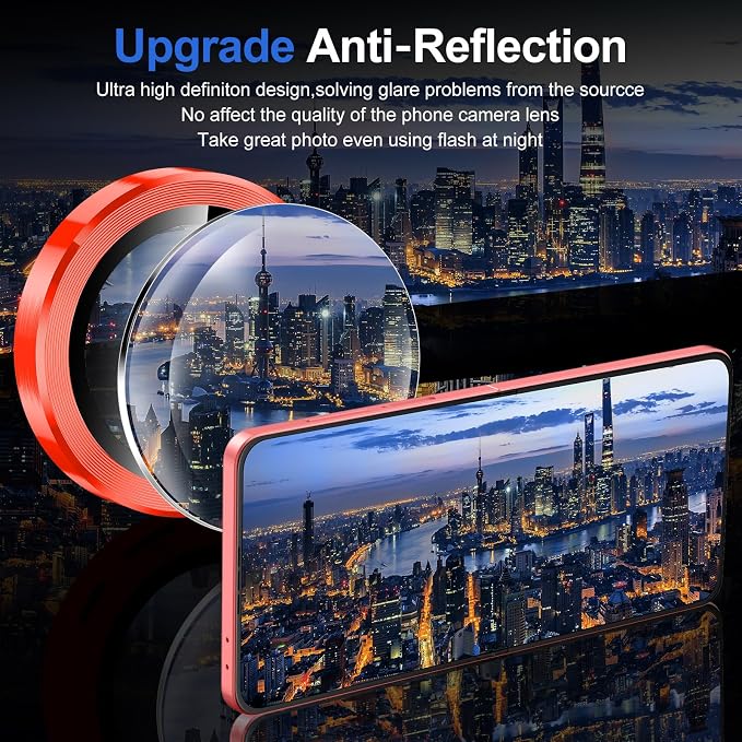 for Samsung Galaxy Z Flip 7 Camera Lens Protector, Individual Metal Ring Tempered Glass Lens Cover, [Strong Adsorption] Scratch Resistant Ultra-Thin HD Clear Lens Cover, 1 Set-Red - Image 4