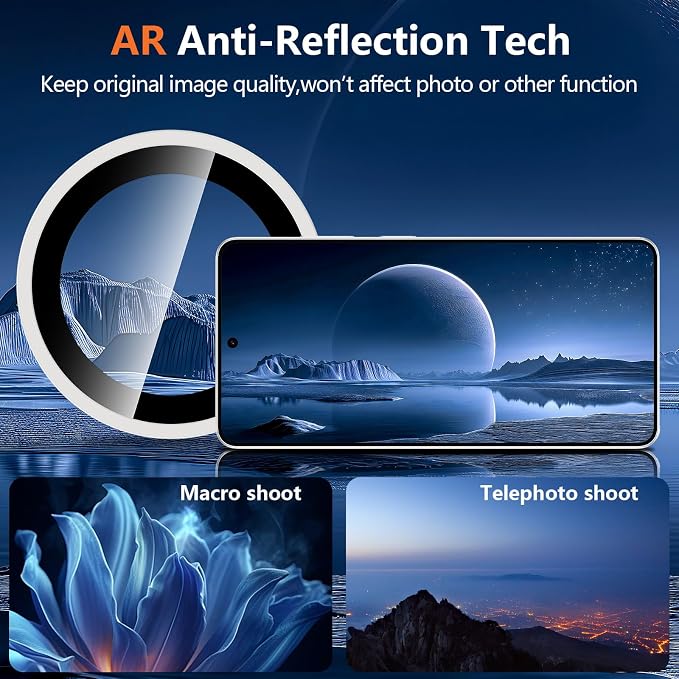 for Samsung Galaxy S26 Ultra Camera Lens Protector, Individual Metal Ring Tempered Glass Lens Cover, [Strong Adsorption] Scratch Resistant Ultra-Thin HD Clear Lens Cover, 1 Set-White Shine - Image 5
