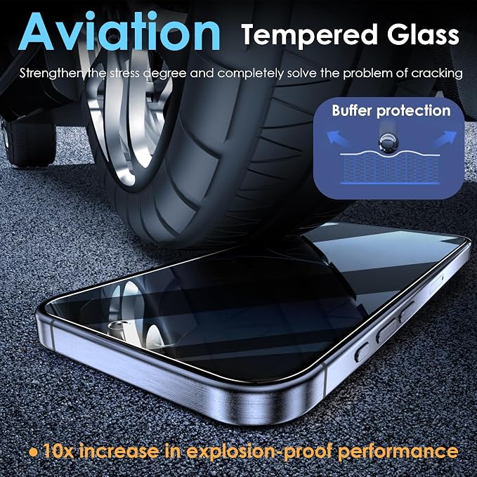 YMHML 2 Pack for iPhone 15 Pro Max/iPhone 16 Plus /15 Plus Privacy Screen Protector Tempered Glass, Anti Spy, Case Friendly Private Film Accessories - Image 3