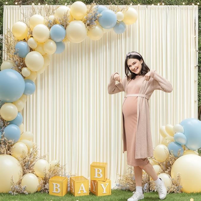Ivory Backdrop Curtain 2 Panels-Wrinkle-Free Beige Curtains Polyester Photography Drapes for Wedding Party Baby Shower Photo Background Decorations- 8 X10FT (Ivory) - Image 7