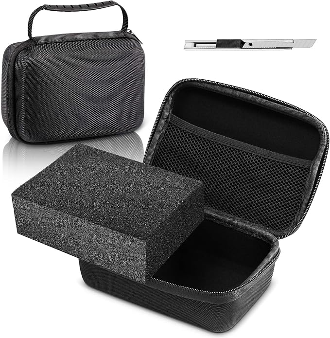 Relaxweex Hard Case with Foam, 7.1 X 4.7 X 3.1 Inch, Black | EVA Waterproof Shockproof Case, Customizable Foam for Camera Electronics Instruments, Digital Products, with Knife by Relaxweex