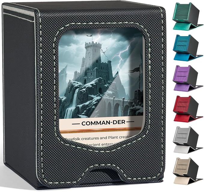 Fabmaker Deck Box Compatible with MTG Commander,Comman-der Deck Box Storage | Trading Card Storage Box with Comman-der, Fits 100 Double-Sleeved Cards, Card Box Compatible with Magic the Gathering, Grey by Fabmaker