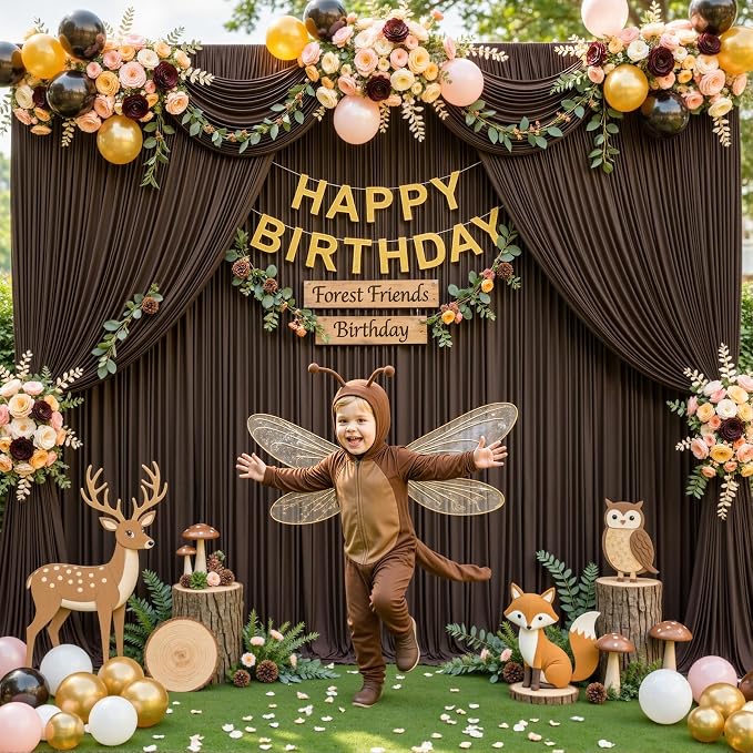 6 Panels Brown Backdrop Curtain for Parties Wedding Wrinkle Free Brown Photo Curtains Backdrop Drapes Fabric Decoration for Birthday Party Baby Shower 30ft(W) x 10ft(H) - Image 3