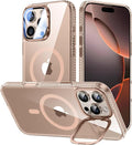 VOFATA [Upgraded] for iPhone 16 Pro Case with Camera Cover Stand [Fit for MagSafe][9H Camera Lens Protector] Mil-Grade Protection Transparent Magnetic iPhone 16 Pro Phone Case, Clear Gold by VOFATA