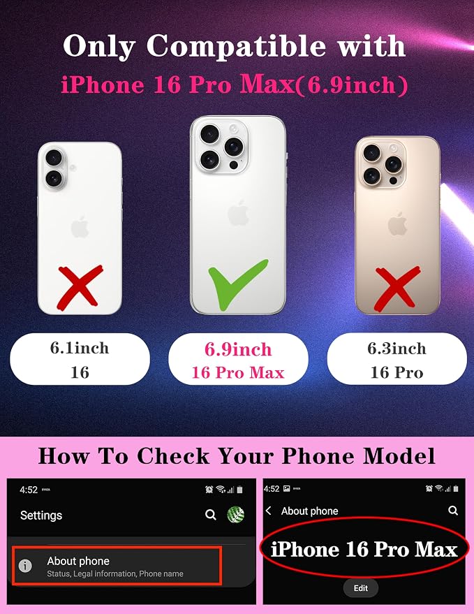 for iPhone 16 Pro Max Case - Women Cute Phone Cover Girly Pretty Unique Aesthetic Design Slide Camera Cover Protective Case for Apple for iPhone 16 Pro Max,Black Moon Stars - Image 2