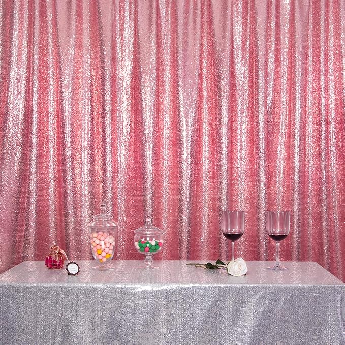 SquarePie 6x8ft Fuchsia Pink Sequin Backdrop, High Density Non-Transparent Glitter Curtain for Photography, Birthday, Wedding Party Decorations, Thick Solid Background with 4" Rod Pocket, 1 Panel - Image 9