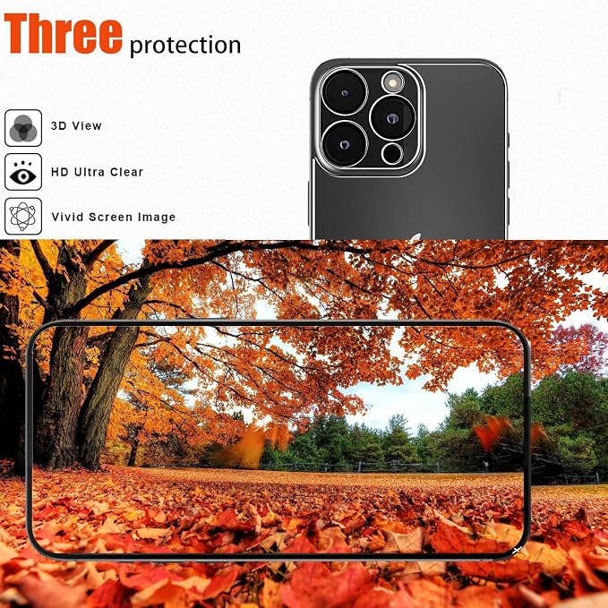 Front and Back Protector for iPhone 15 Pro Max + Camera Lens Protector | (2+2+2) 9H Hardness, Easy to Install with Alignment Tool,Case Friendly - Image 3