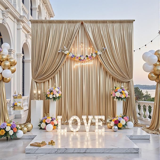 20x10FT Champagne Sequin Backdrop Curtain for Party - 4 Panels 5x10FT Wrinkle-Free Shimmer Drapes for Birthday, Wedding, Christmas, Decorations & Photography - Image 8