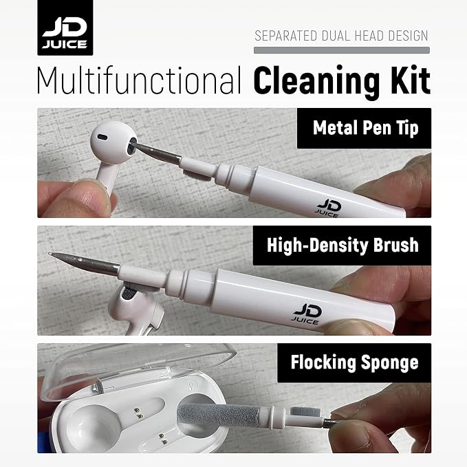 4 Pack - Earbuds Cleaning Kit Earbud Cleaning Kit - Phone Cleaning Kit in-Ear Headphones Cleaning Pen Tool, Portable 3-in-1 Laptop Cleaning Kit Electronic Cleaner with a Sponge, Metal Pen Tip - Image 3