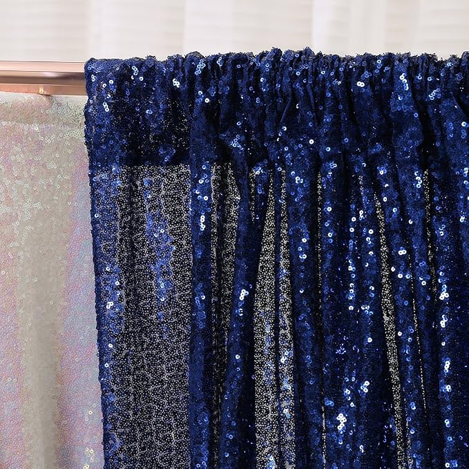 Poise3EHome Blue Sequin Backdrop,10FT x 10FT Sequin Photography Backdrop Curtain for Party Decoration, Navy Blue - Image 4