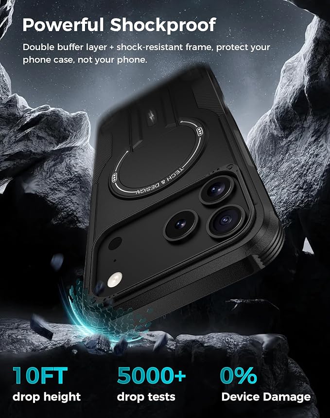 Goton 3 in 1 for iPhone 17 Pro Case with Privacy Screen Protector Black | Glass Camera Lens Protector,Compatible for MagSafe,Invisible Kickstand, Shockproof Phone Cover for iPhone 17Pro - Image 4
