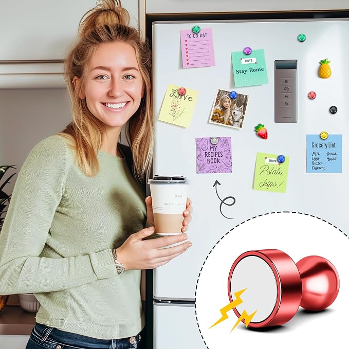 FINDMAG 200 Pack Colorful Refrigerator Magnets, Magnets for Fridge, Office | Magnetic Push Pins for Kitchen, Whiteboard and Classroom, Pictures Display, Accessories Decorative, Strong Magnetic Hold - Image 4