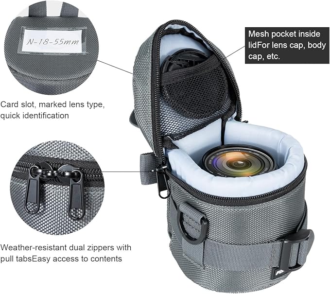 FOMITO Water-Resistant Camera Lens Pouch Bag - Shockproof Protective Case 3.94"x4.33" - Image 8