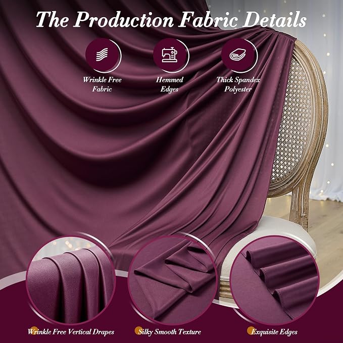 40 ft x 10 ft Wrinkle Free Maroon Backdrop Curtain for Parties, Polyester Burgundy Photo Backdrop Drapes 8 Panels 5x10ft for Baby Shower Wedding Birthday Party Engagement Ceremony Decoration - Image 6
