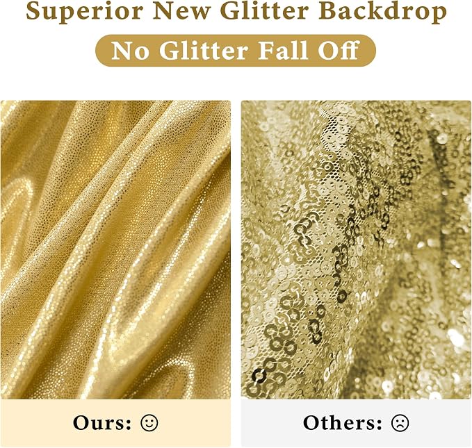 Outpain Thick 40 ft x 10 ft Gold Sequin Backdrop Curtain for Parties, Wrinkle Free Glitter Photo Backdrop Drapes 8 Panels 5x10ft Gold Back Drop Cloth for Wedding Christmas Photography Background - Image 3