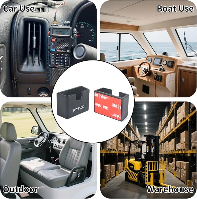 UAYESOK Universal Adhesive CB Mic Mount, Radio Speaker Microphone Holder | Handheld Radio Dashboard Clip, Holding Bracket, For Car Vehicle Trucks - Image 4