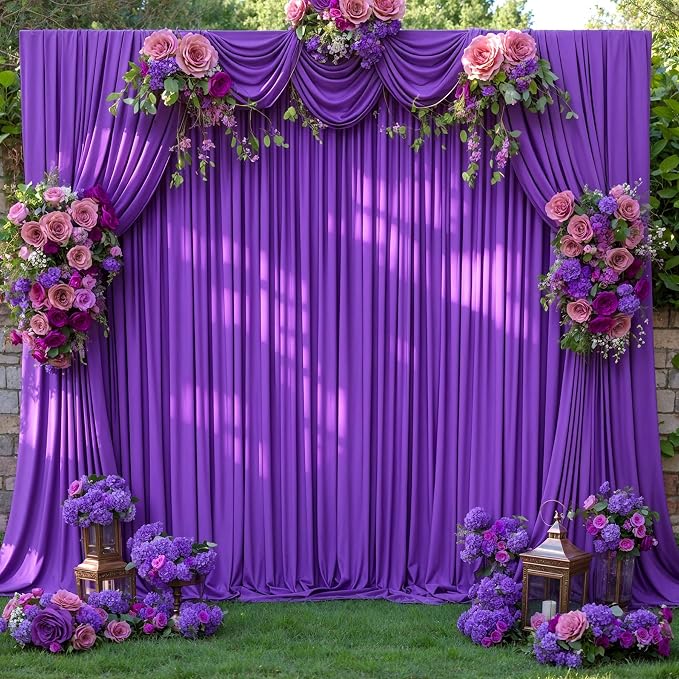 6 Panels Purple Backdrop Curtains for Wedding Party Wrinkle Free Backdrops Curtain Drapes Fabric Decorations Photo Back Drop Cloth for Baby Shower Photography Stage Reception 30ft(W) x 12ft(H) - Image 9
