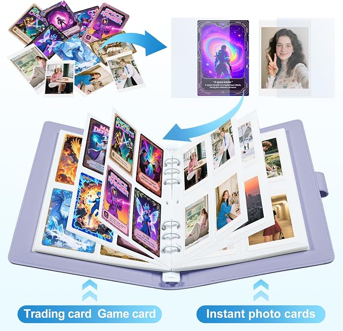 2x3 Photo Album,Refillable PU Leather A5 Photocard Binder with Adjustable Page,200 Pockets for Fujifilm Instax Mini 12 11 9 40 99 90 8 7 Evo LiPlay,Polaroid Snap PIC-300 Z2300 Instant Cameras (Purple) - Image 2