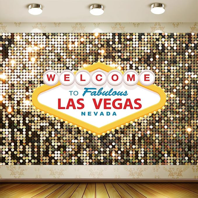 6x6FT Fabulous Casino Poker Movie Themed Photo Background Welcome to Las Vegas Party Photography Backdrops Vintage Costume Dress-up Baby Shower Banner Birthday Prom Ceremony Supplies Props Vinyl - Image 2