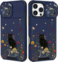 for iPhone 16 Pro Max Case - Women Cute Phone Cover Girly Pretty Fancy Unique Aesthetic Design Slide Camera Cover Protective Case for Apple for iPhone 16 Pro Max,Black Cat by Goocrux