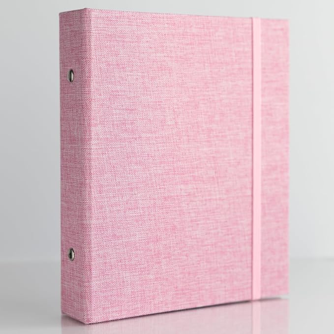 Photo Album For 2X6 Photo Booth Slip In Strips And 4X6 Pictures - 6 Ring Notebook Binder With 20 2 By 6 Sleeves - Fits 80 Photobooth Prints (ROSE PINK - LINEN HARDCOVER, 2X6) - Image 2