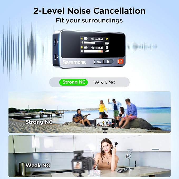 Saramonic Air Wireless Microphone for iPhone/Camera/Android/PC, 48kHz/24-bit,120dB Max SPL, 300m Range, Noise Cancelling, 30h Use for Filmmaking and Content Creation (USB Type-C Version) - Image 3