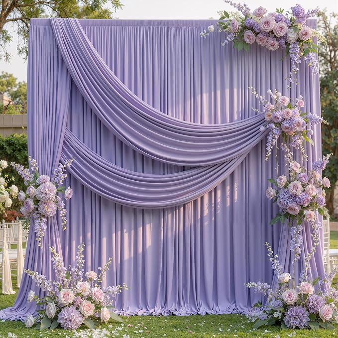 20ft x 10ft Wrinkle Free Lavender Backdrop Curtains for Parties, Polyester Light Purple Photo Backdrop Drapes for Wedding Photography Birthday Party Background Baby Shower - Image 3