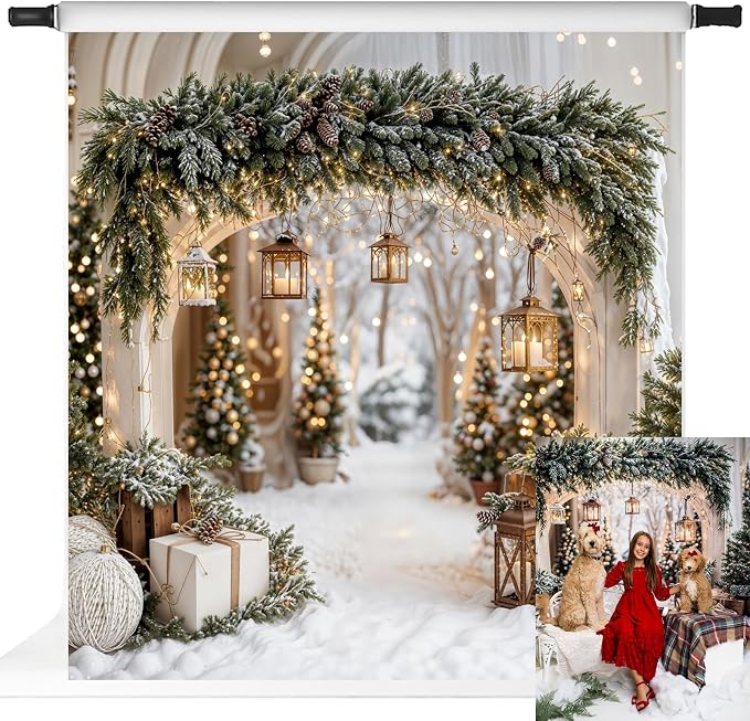 Kate Christmas Arch Door Backdrops Winter White Snow Land Photo Background Party Supplies Stduio Props, 8x8ft by KateBackdropforPhotography