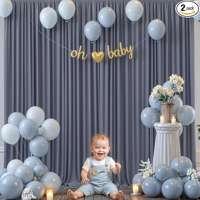 10x10 Charcoal Backdrop Curtain for Parties Wedding Wrinkle Free Silver Grey Photo Curtains Backdrop Drapes Fabric Decoration for Birthday Party Baby Shower 5ft x 10ft,2 Panels by Tao-GePartyDecorations