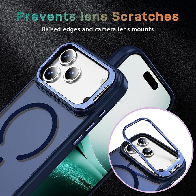 for iPhone 17 Pro Case,Magnetic iPhone 17Pro Phone Case with Screen Protector [Compatible with MagSafe] Built-in Stash Stand,Translucent Matte Shockproof Cover-Cosmic Orange - Image 7