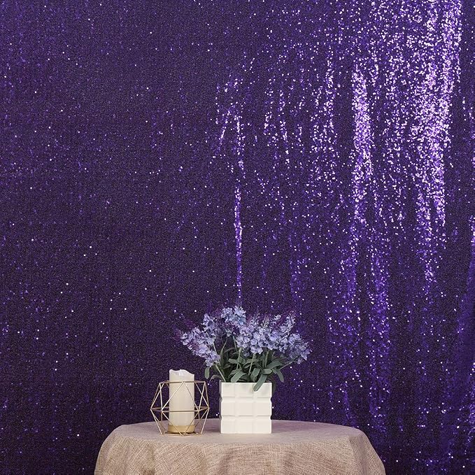 Poise3EHome Purple Sequin Backdrop, 6Ft x 8Ft Glitter Photography Background Curtains for Halloween Party Wedding Birthday Decoration - Image 3