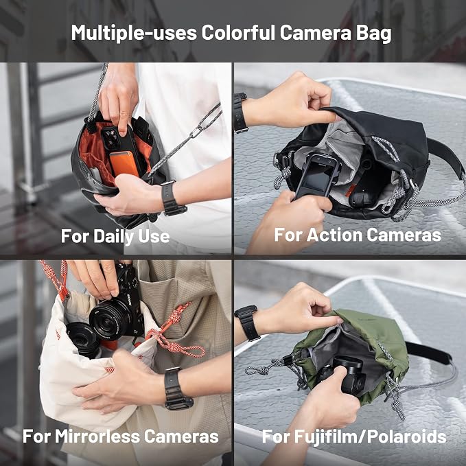 PGYTECH OneGo Drawstring Small Camera Bag Soft Cute Camera Pouch Handbag | Black Camera Sling Bag Compatible with Mirrorless Cameras/Nikon/Canon/Sony/Fuji/Pocket 4 Camera Case - Image 3