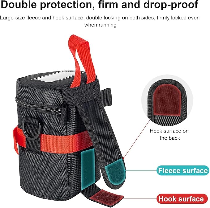 FOMITO M Size Water-Resistant Camera Lens Pouch Bag - Shockproof Protective Case with Mesh Pocket, Compatible with Canon EF-S 17-55mm, Nikon AF-S 18-200mm, Fujifilm XF 56mm & Lenses Under 3.94"x6.1" - Image 4