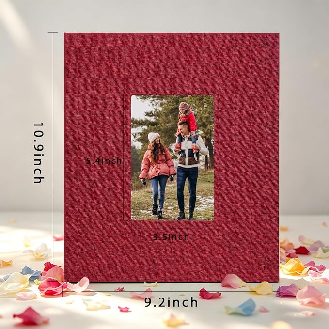 Photo Album 8x10 Linen Picture Book 26-Page Album Holds 52 Photos Art Presentation Folder for Picture or Certificates Storage Red - Image 5