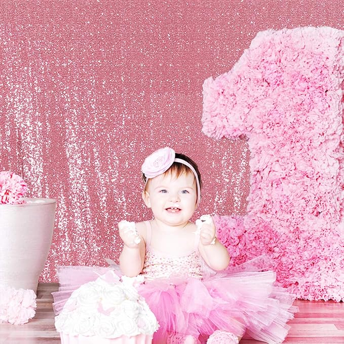 Poise3EHome Fuchsia Pink Sequin Backdrop, 6Ft x 8Ft Glitter Photography Background Curtains for Party Baby Shower Wedding Birthday Decoration - Image 4