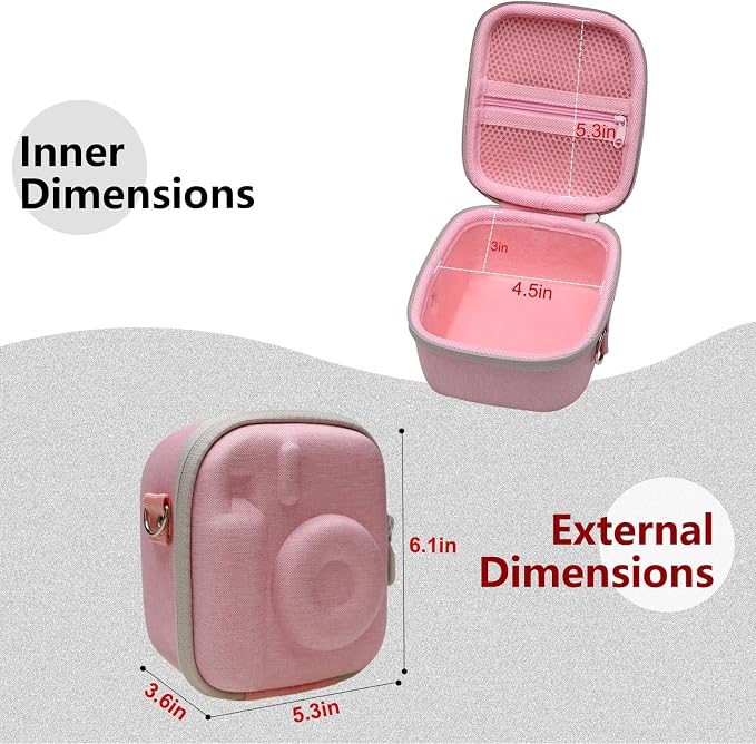 LTGEM Case Compatible with Fujifilm Instax Mini 13/12 Instant Camera, Pink | Fits Instant Camera 11/10/9/8/7/7+ and FUJIFILM Instax Mini Instant Flim with Shoulder Strap, Case Only - Image 3