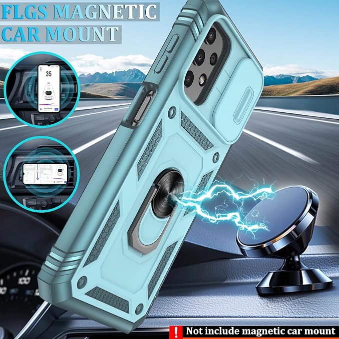 Gritup for Samsung Galaxy A13 4G Case with 2PCS Screen Protector, Build in 360° Rotating Ring Kickstand, Military Grade Protective Cover for A13 4G Phone, Green - Image 6