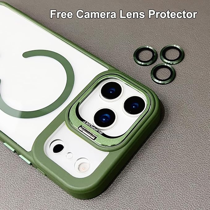 for iPhone 17 Pro Max Magnetic Case with Kickstand, [Compatible with MagSafe] Built in Stash Stand Clear Shockproof Soft Cover Camera Lens Protection Case for iPhone 17 Pro Max 6.9", Blue - Image 5