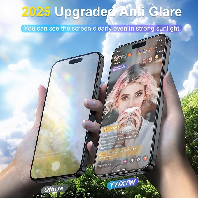 YWXTW 2 Pack Matte Screen Protector for iPhone 14 Pro Max 6.9 Inch + 1 Set Camera Lens Protector, Anti Glare Anti Fingerprint 14 Pro Max Glass Screen Protector, Bubble Free, Smooth as Silk - Image 4