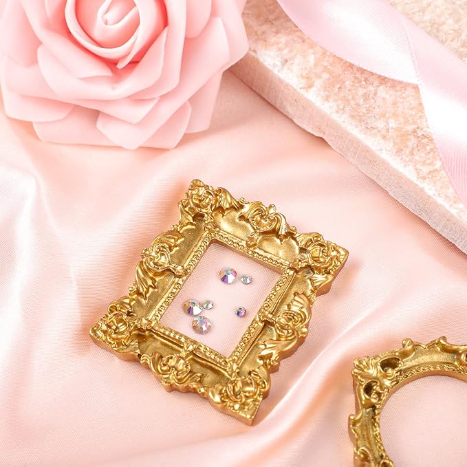 Vicenpal 15 Pcs Gold Mini Vintage Picture Frames Bulk | Small Vintage Photo Frames, Antique, Resin, Baroque, Ornate, Cute Wallet Size, for DIY Jewelry Gifts Christmas Wedding Decor - Image 2
